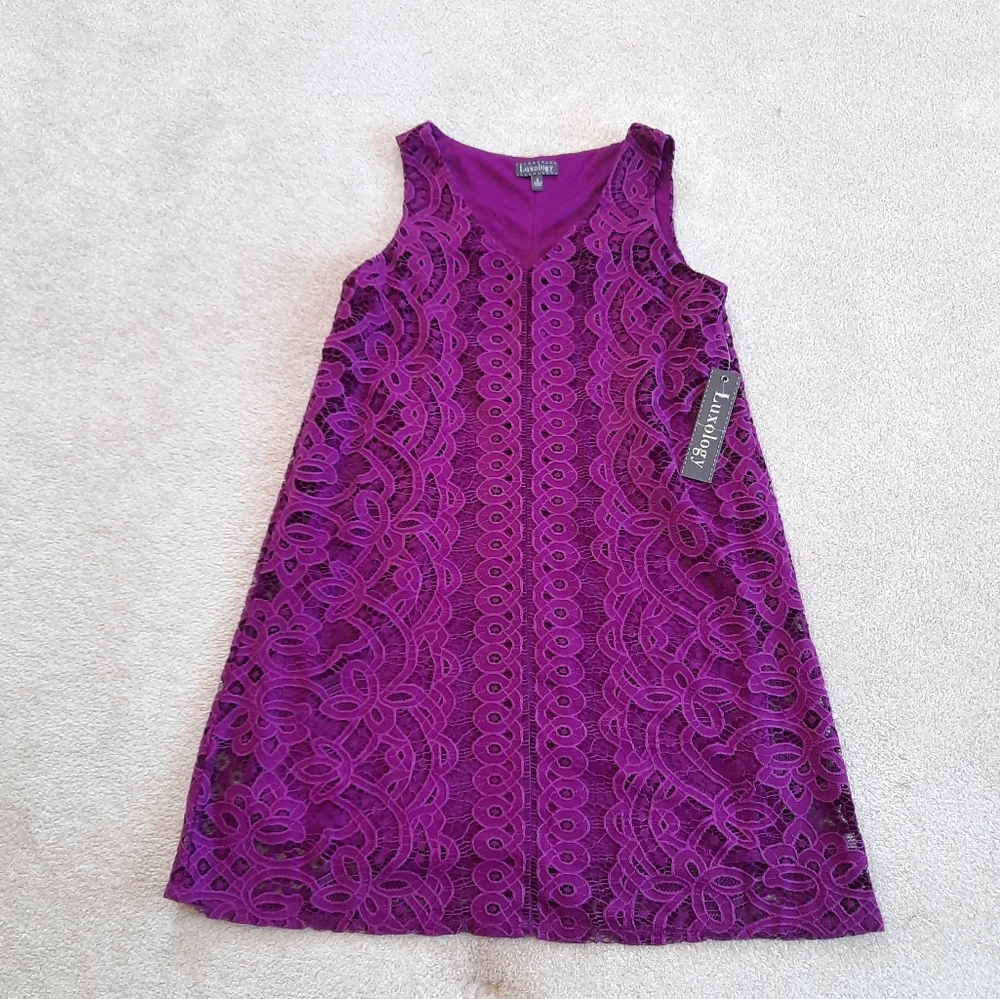 NWT! Luxology Purple Dress. Size 6